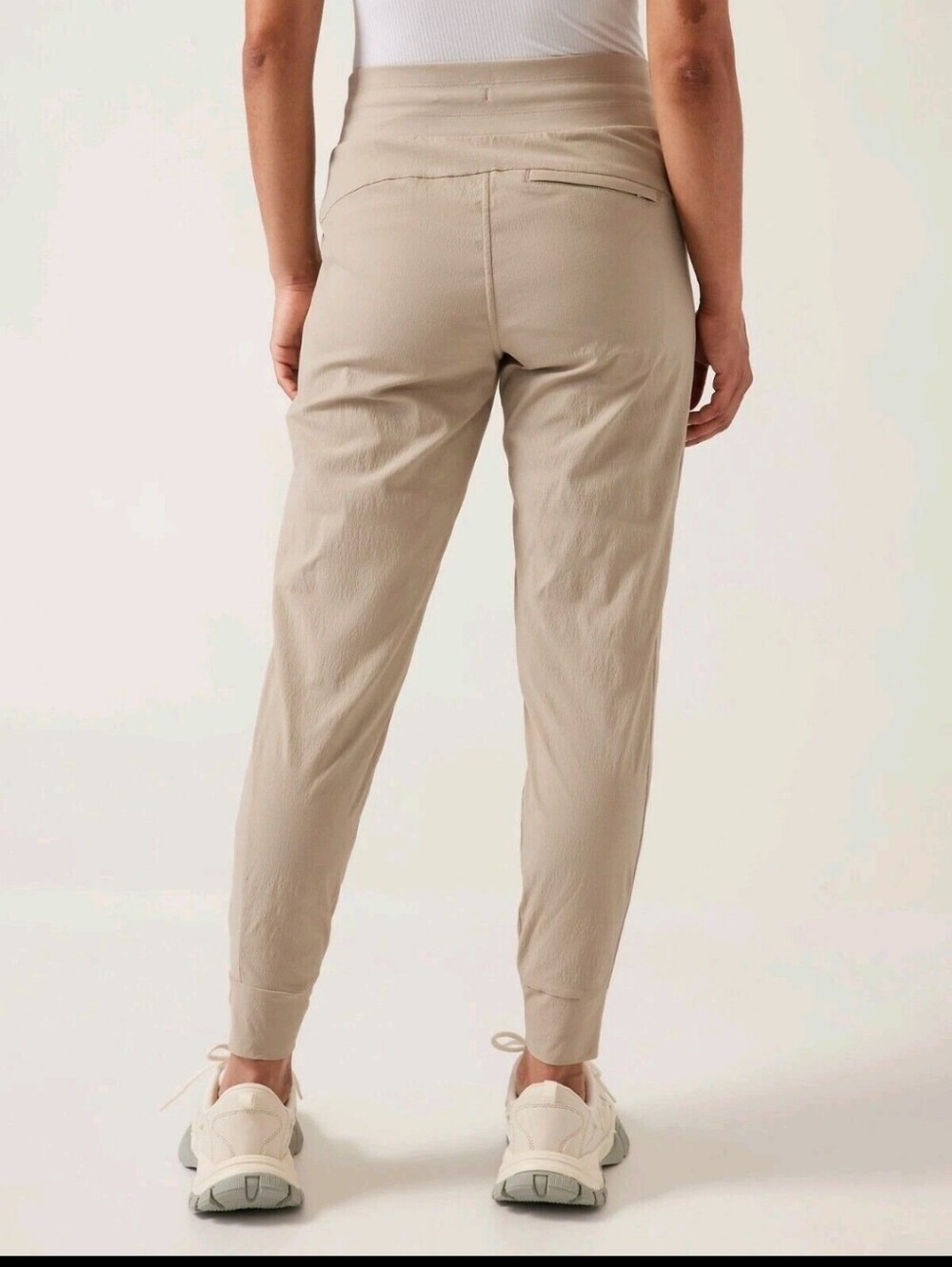 Athleta Trekkie North Jogger Hiking Pants Women's 12 Ecru Tan 405726 Pull On Tie - Picture 2 of 8
